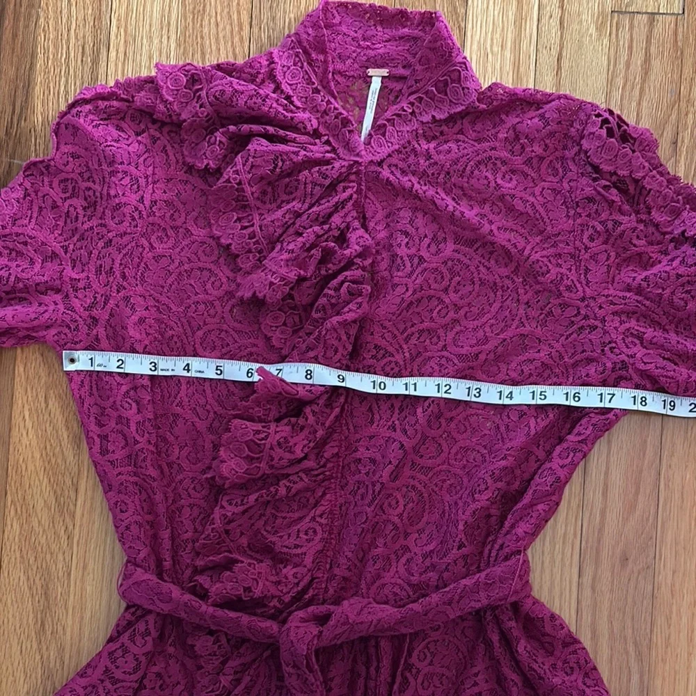 Free People Chic Magenta Lace Dress with Ruffles - Picture 7 of 11